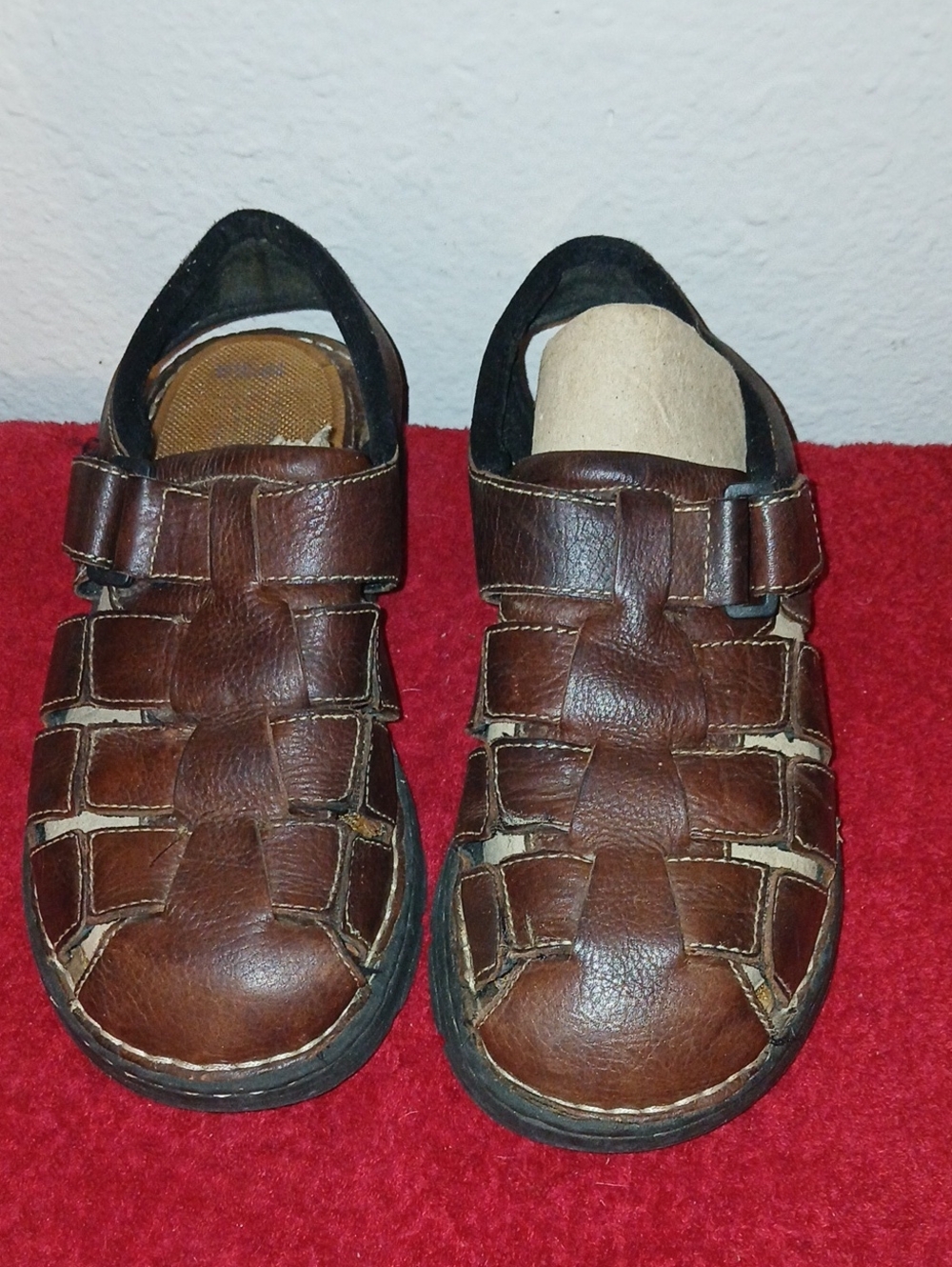 Arizona Men's Brown Leather Fisherman-Style Sandals